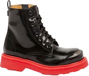 Kenzosmile Lace Up Boots Black Spazzolato Leather Red Sole