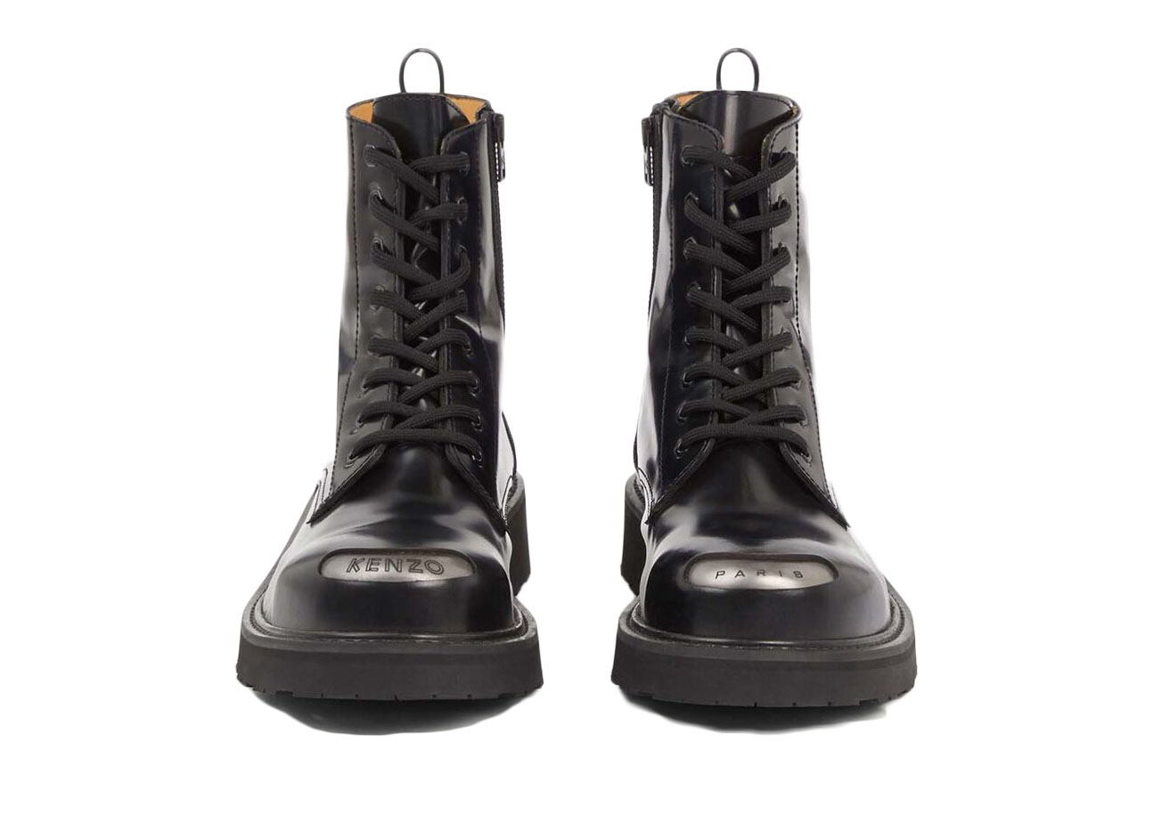 Kenzosmile Lace Up Boots Black Spazzolato Leather (Women's)