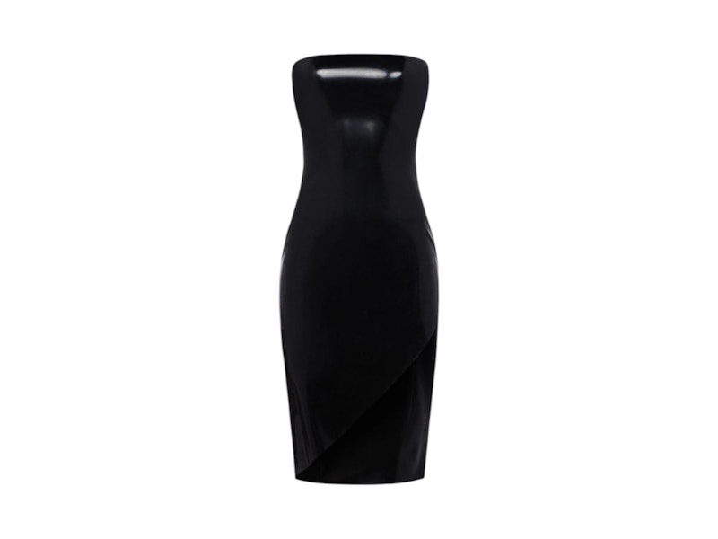 black strapless latex dress Strapless Faux Patent Mini Dress Medium main image 0
