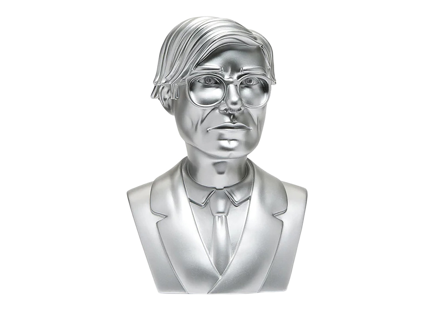 Kidrobot Andy Warhol Metallic Silver Bust Vinyl Art Sculpture