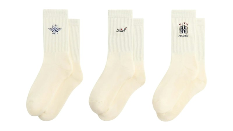Kith 3-Pack Graphic Crew Socks Silk