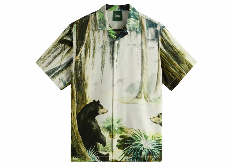 Kith AMNH Black Bear Camp Collar Shirt White