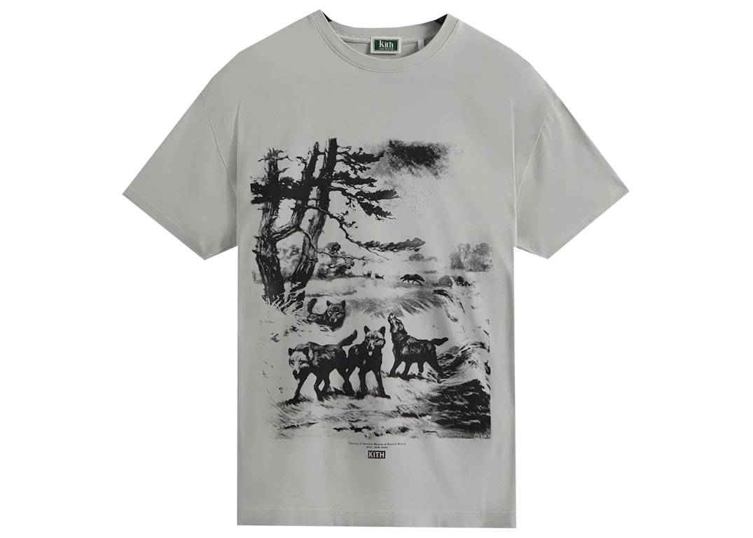 Pre-owned Kith Amnh Wolves Vintage Tee Concrete