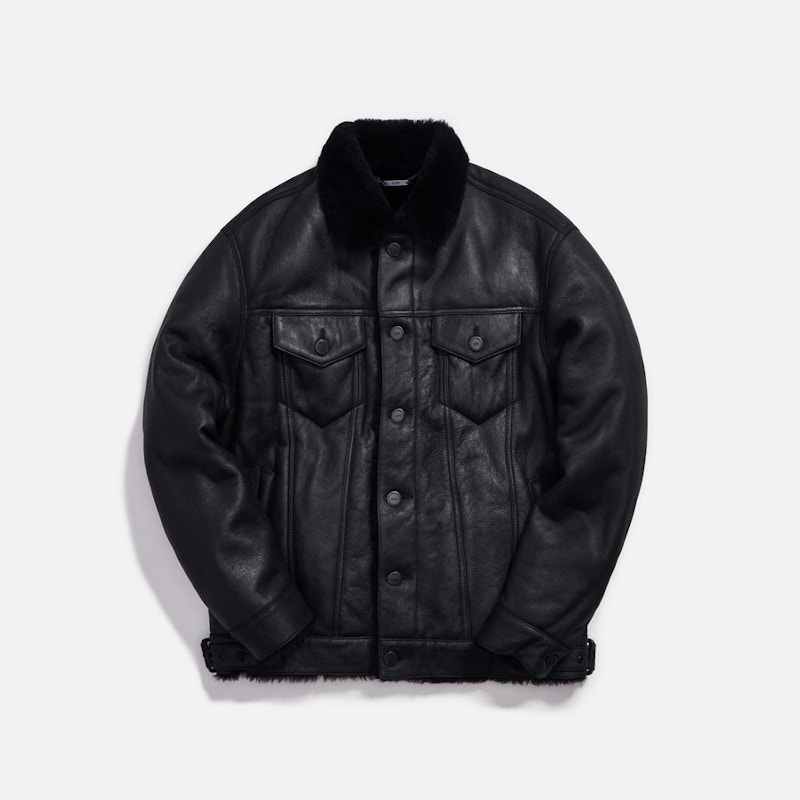 Pre-owned Kith Men's Amherst Shearling Trucker Jacket (fw19) In Black