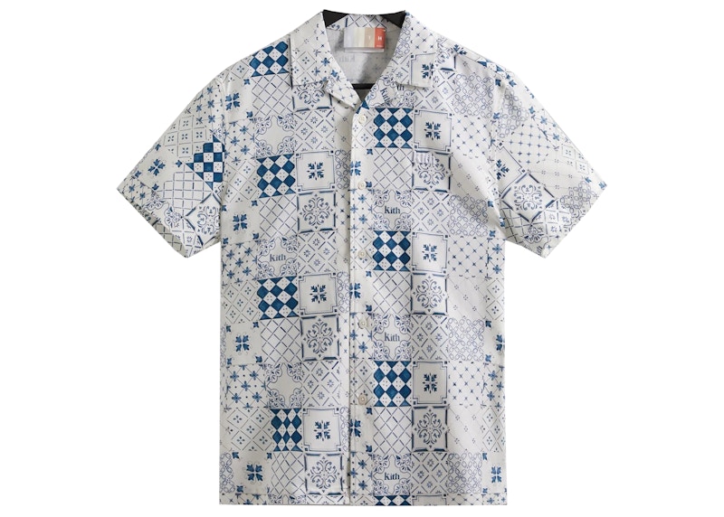 Kith Azulejo Tiles Thompson Camp Collar Shirt Sandrift Men's - SS22 - US