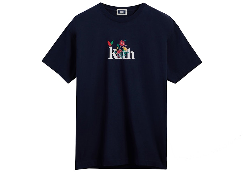 Kith Begonia Floral Serif Logo Tee Nocturnal Men's - SS22 - US