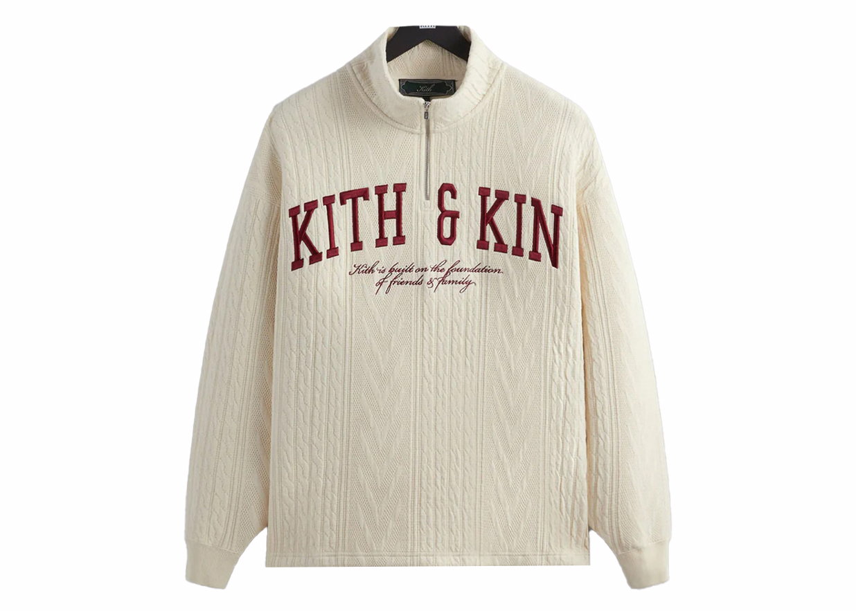 Kith Cable Fleece Quarter Zip Sandrift Men's - FW23 - US