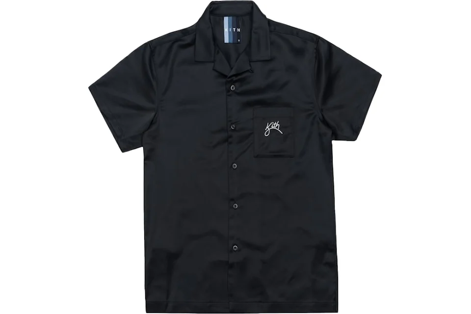 Kith Camp Collar Satin Shirt Black Men's - SS19 - US