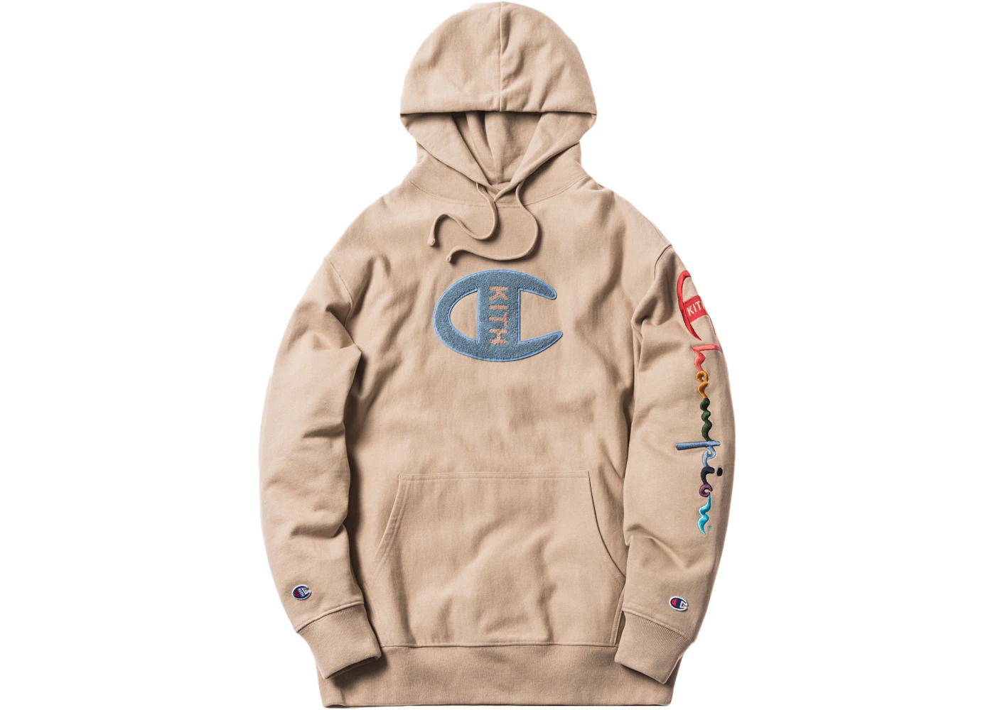 Kith Champion Logo Hoodie Sand SS18 US - Main Image