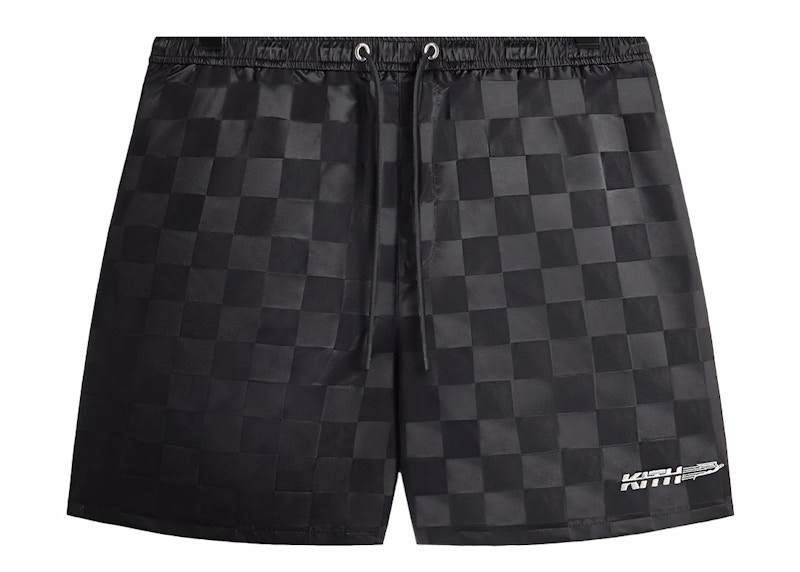 Kith Checkered Satin Collins Short Black Men's - FW24 - US
