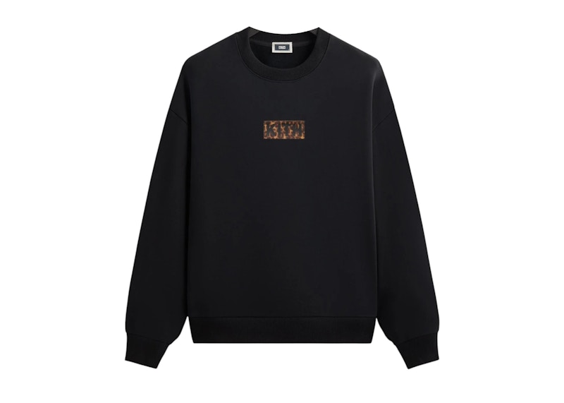 Kith Classic Logo Leopard Applique Nelson Crewneck Black Men's