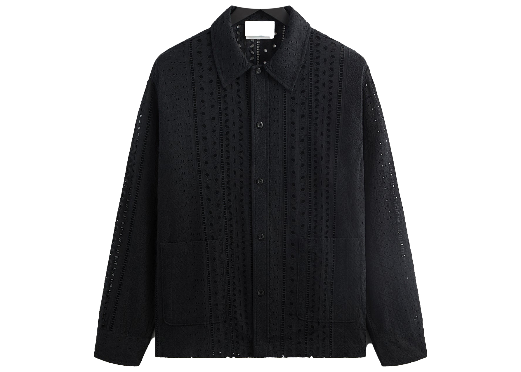 Kith Cotton Eyelet Boxy Collared Overshirt Black Men's - SS23 - US