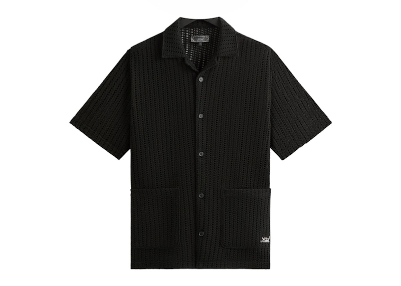 Kith Cotton Mesh Thompson Camp Collar Shirt Black Men's - SS25 - US
