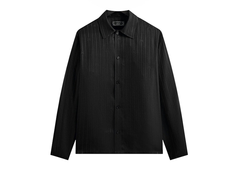 Kith Crest Logo Boxy Collared Overshirt Black