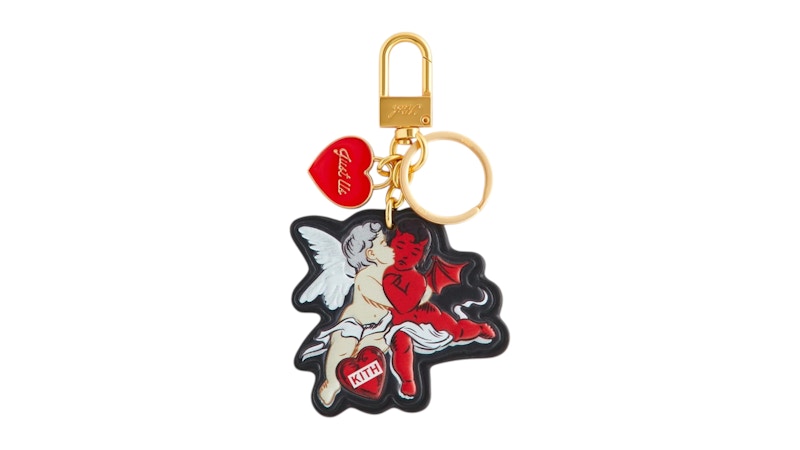 Kith Cupid And Devil Printed Leather Key Charm Black