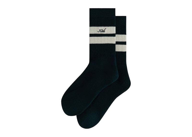 Kith Double Stripe Script Embroidered Cotton Crew Socks Stadium