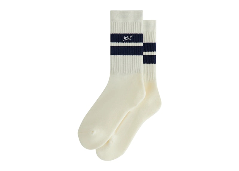 Kith Double Stripe Script Embroidered Cotton Crew Socks Torpedo
