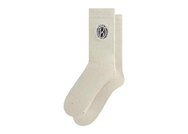 Kith Embroidered Crest Crew Sock Sandrift