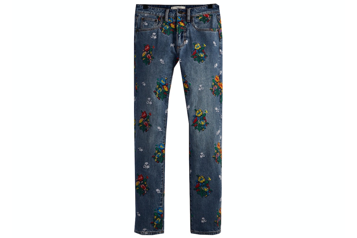 Pre-owned Kith Embroidered Varick Denim Jeans Indigo
