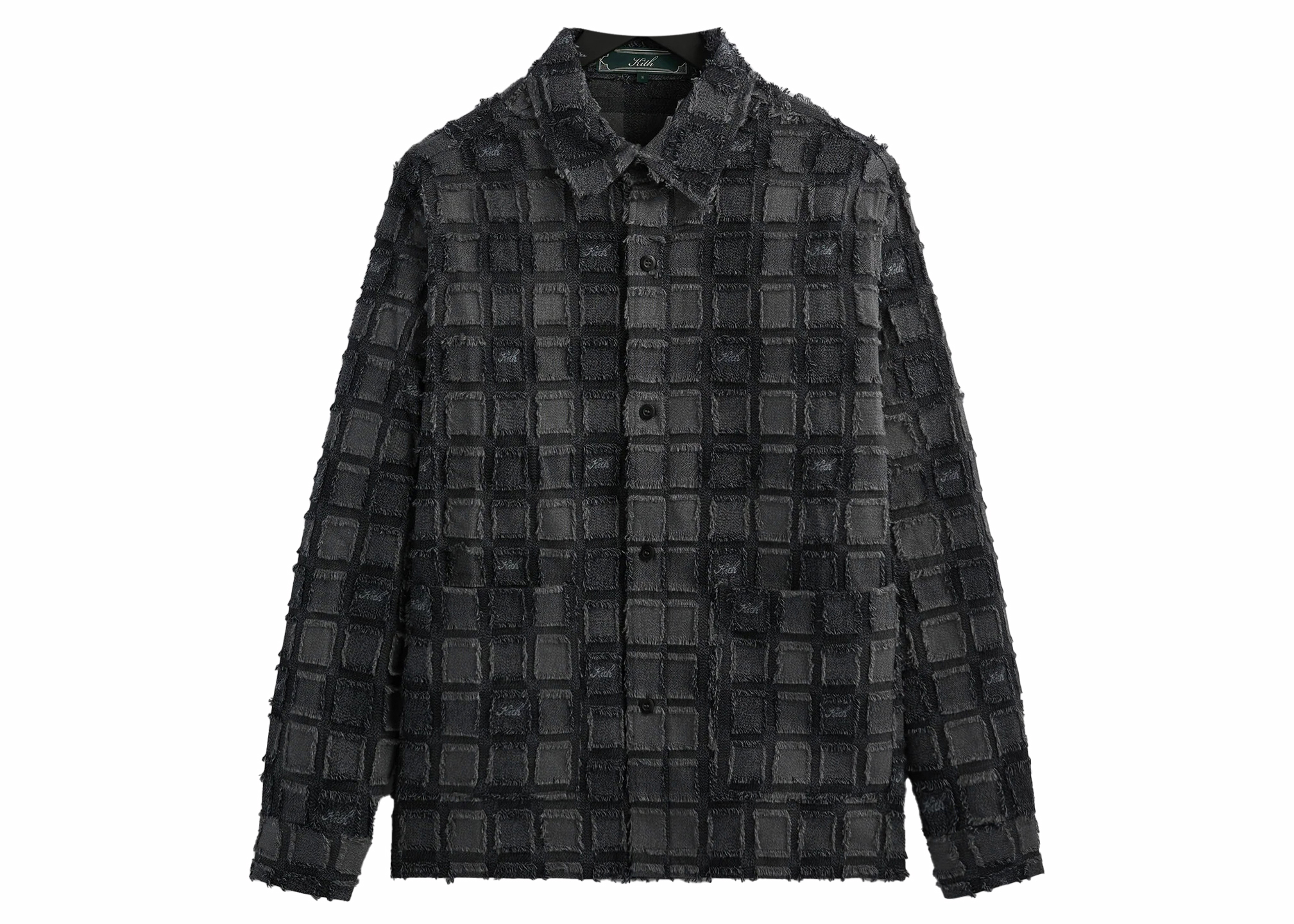 Kith Fils Coupe Check Long Sleeves Boxy Collared Overshirt Black 