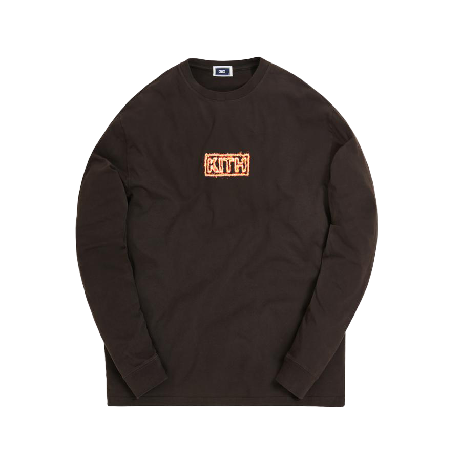 kith flame box logo ls tee - Tシャツ