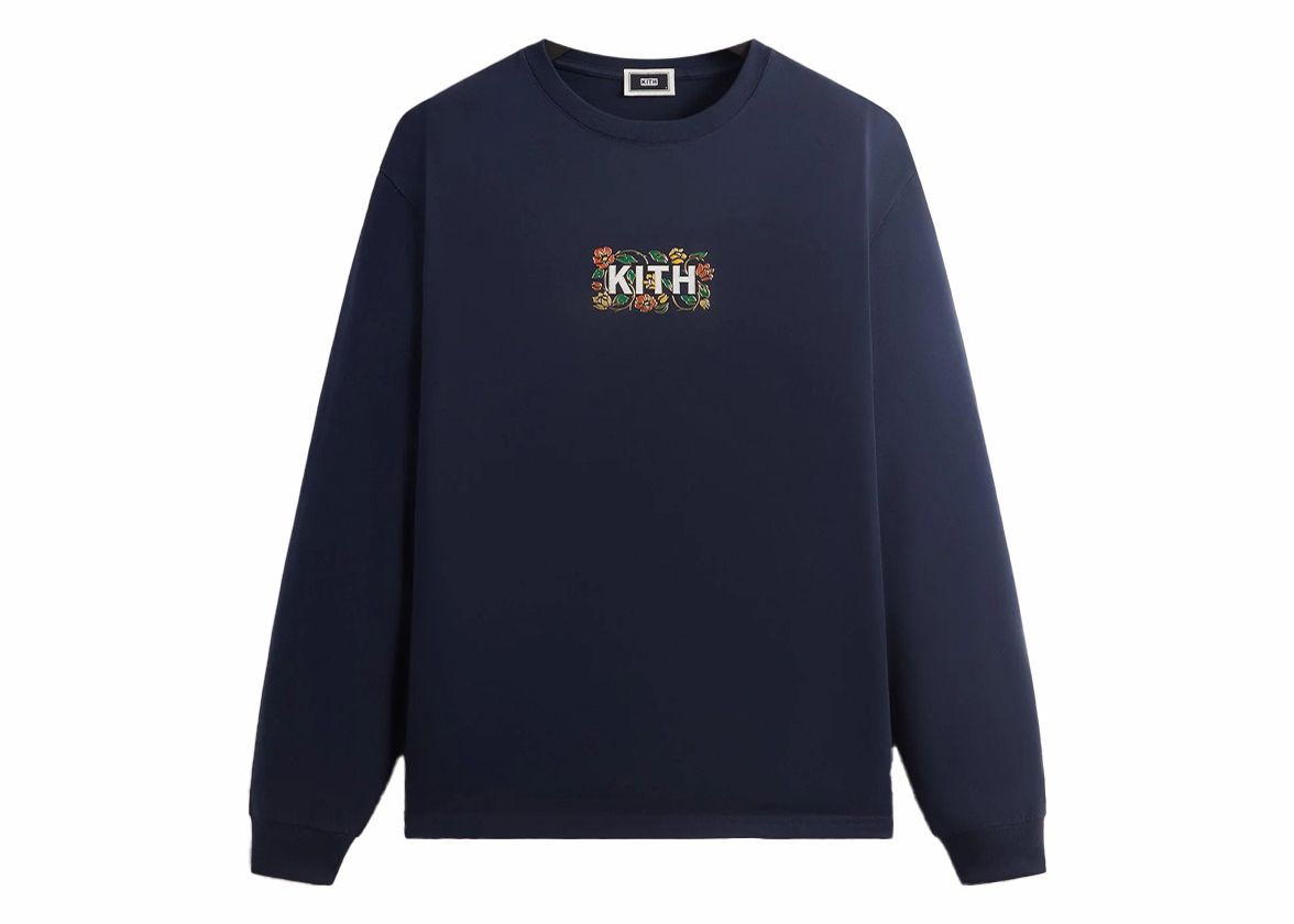 Kith Floral Classic Logo Long Sleeve Tee Nocturnal