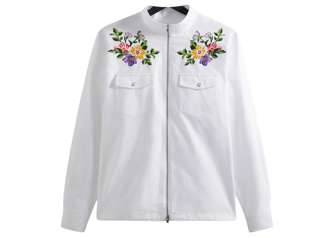 Kith Floral Oxford Blake Zip Front Shirt White Men's - SS22 - US