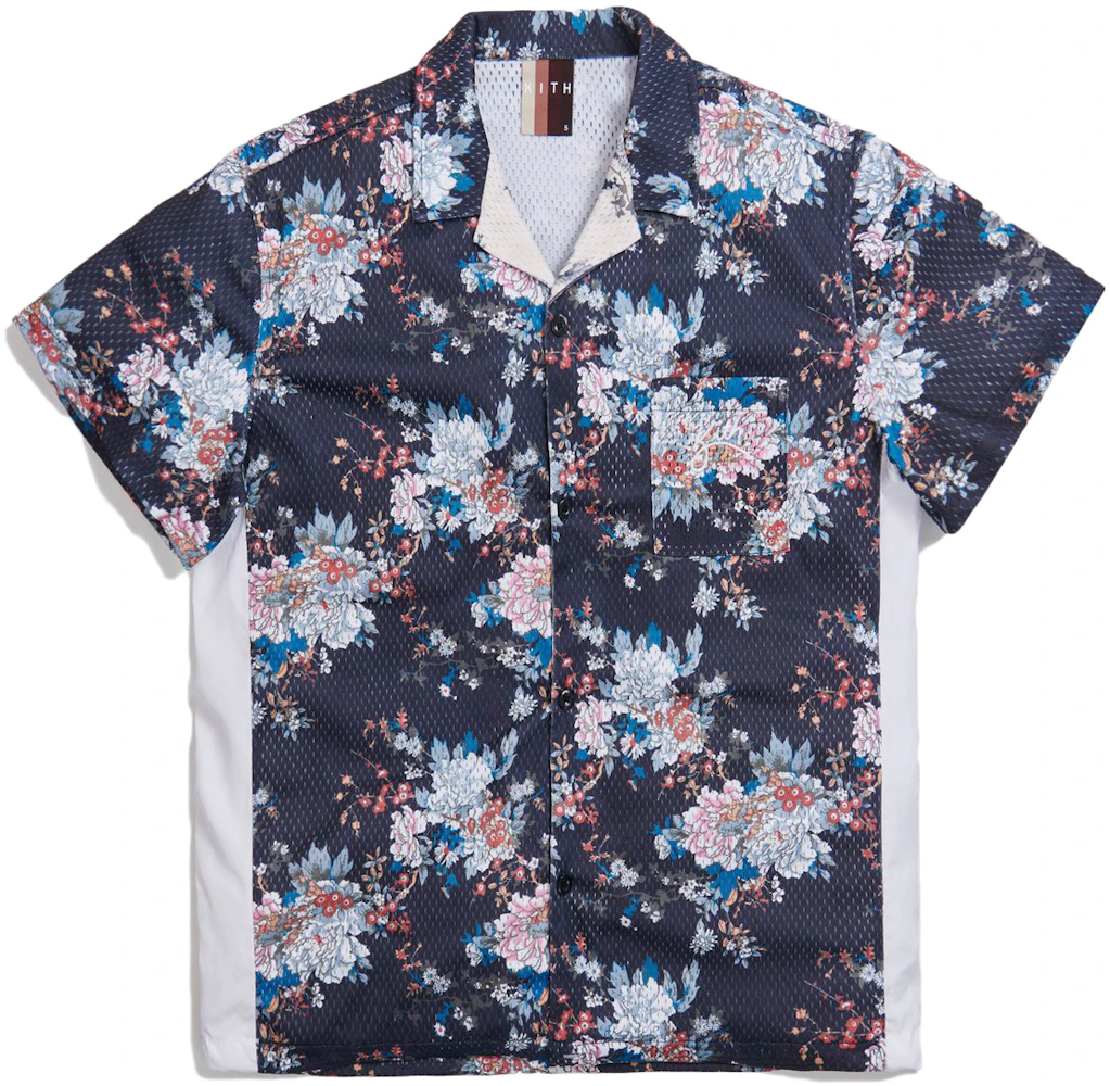 Kith Floral Panel Camp Shirt Navy/Multi Men's - SS20 - US