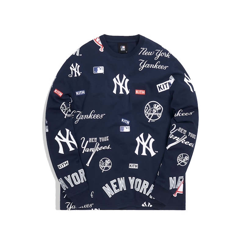 Kith For Major League Baseball New York Yankees All Over L/S Tee Navy Men's  - FW20 - US