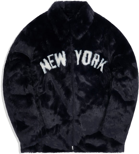 Kith for Major League Baseball New York Yankees Faux Fur Coaches Jacket Navy
