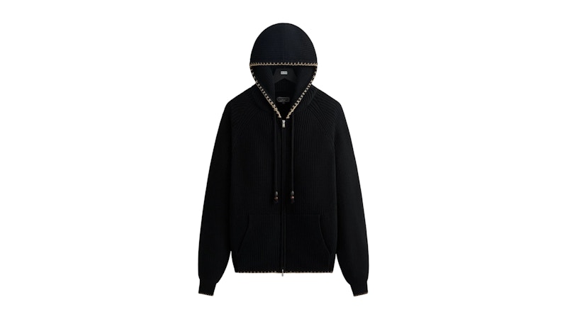 Pre-owned Kith Men's  Full Zip Miles Knit Hoodie In Black