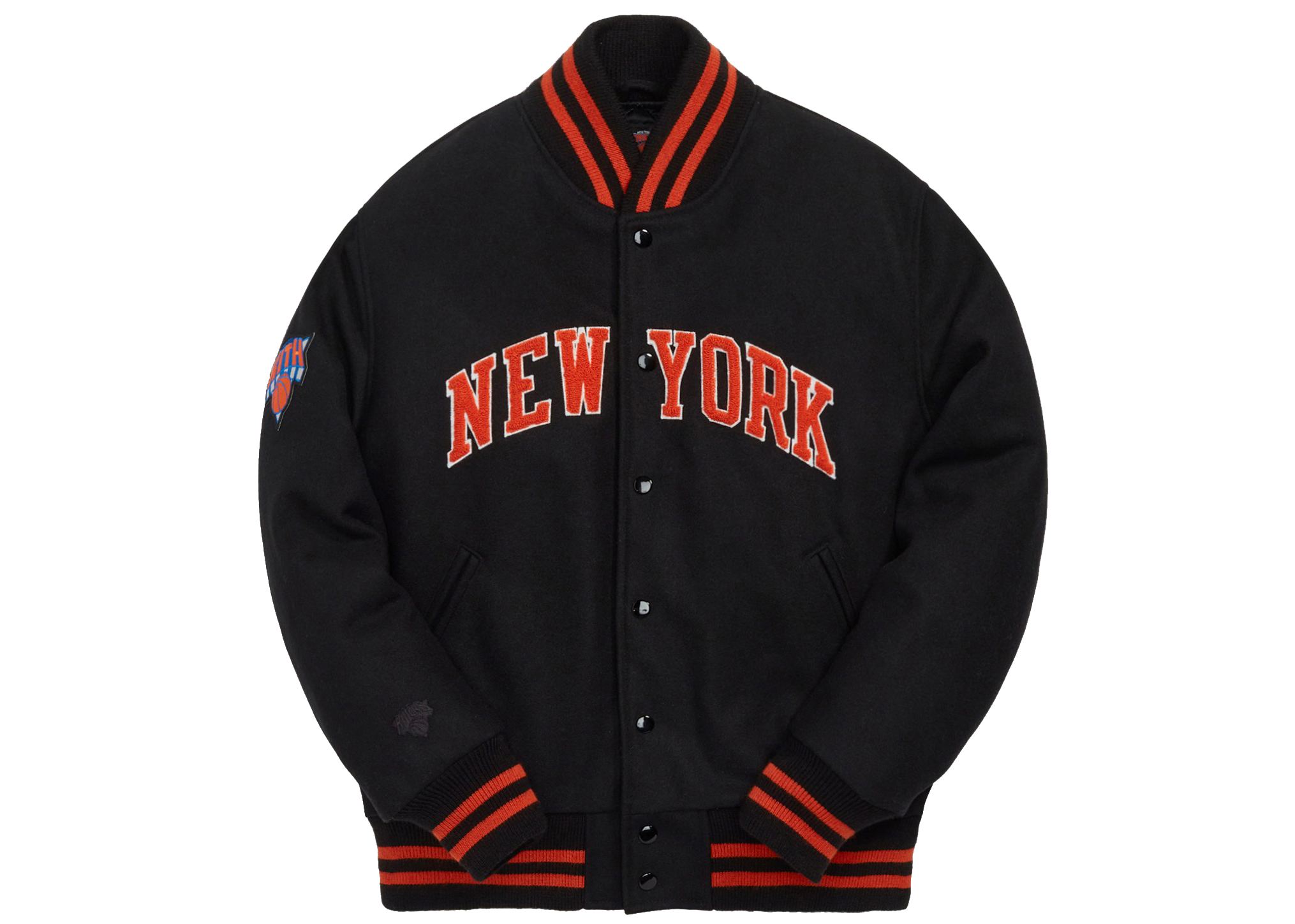 Kith Golden Bear for New York Knicks Varsity Jacket Black Men's