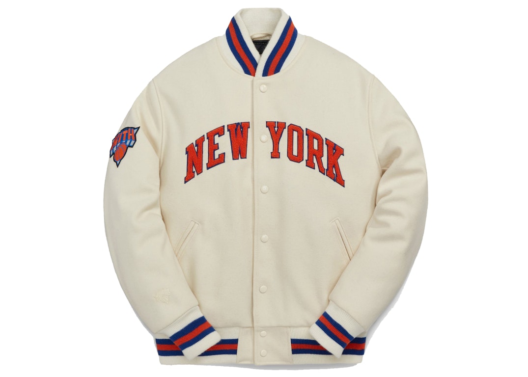 Pre-owned Kith Golden Bear For New York Knicks Varsity Jacket Sandrift