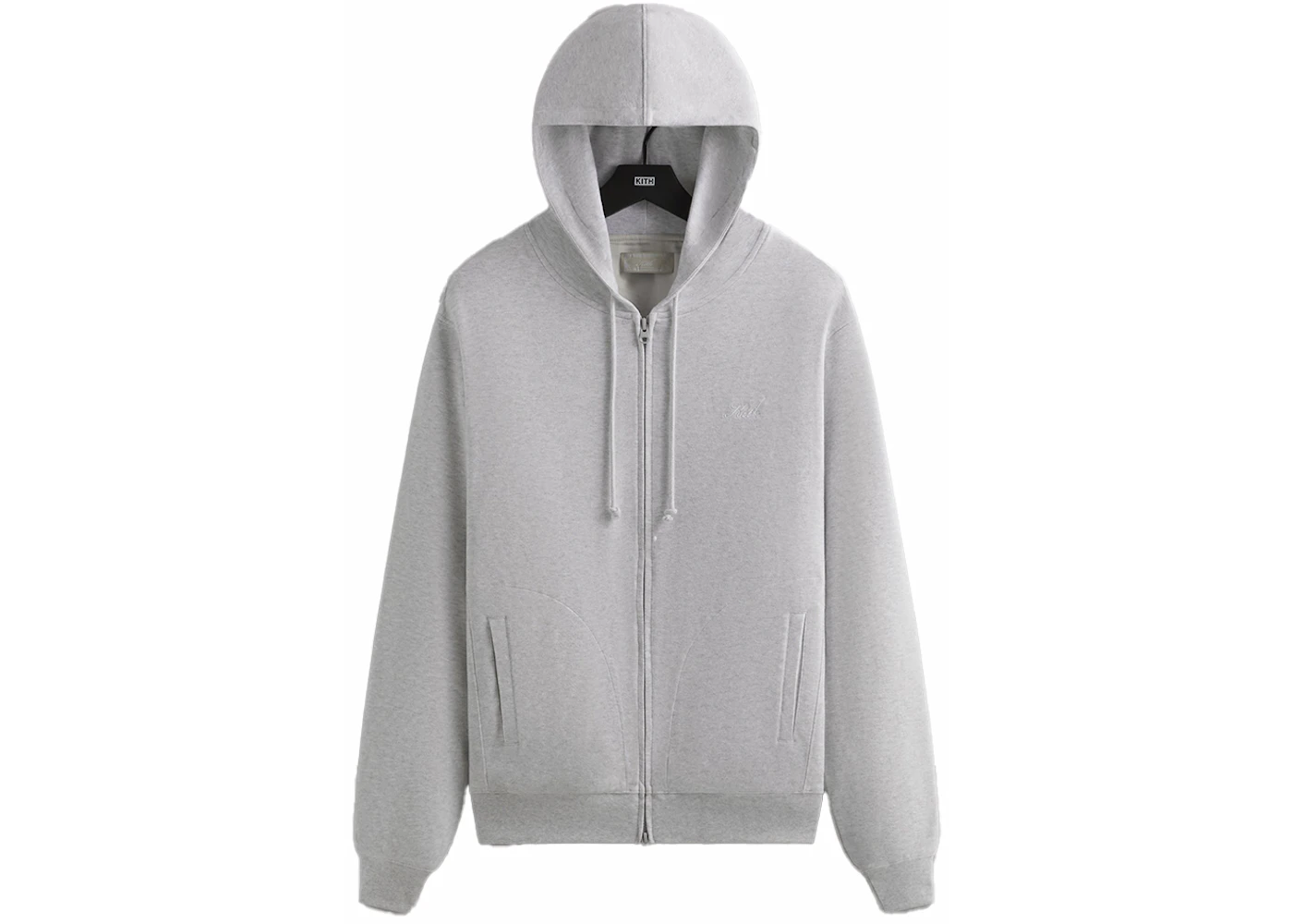 Kith Interlock Williams V Full Zip Hoodie Light Heather Grey Men's ...
