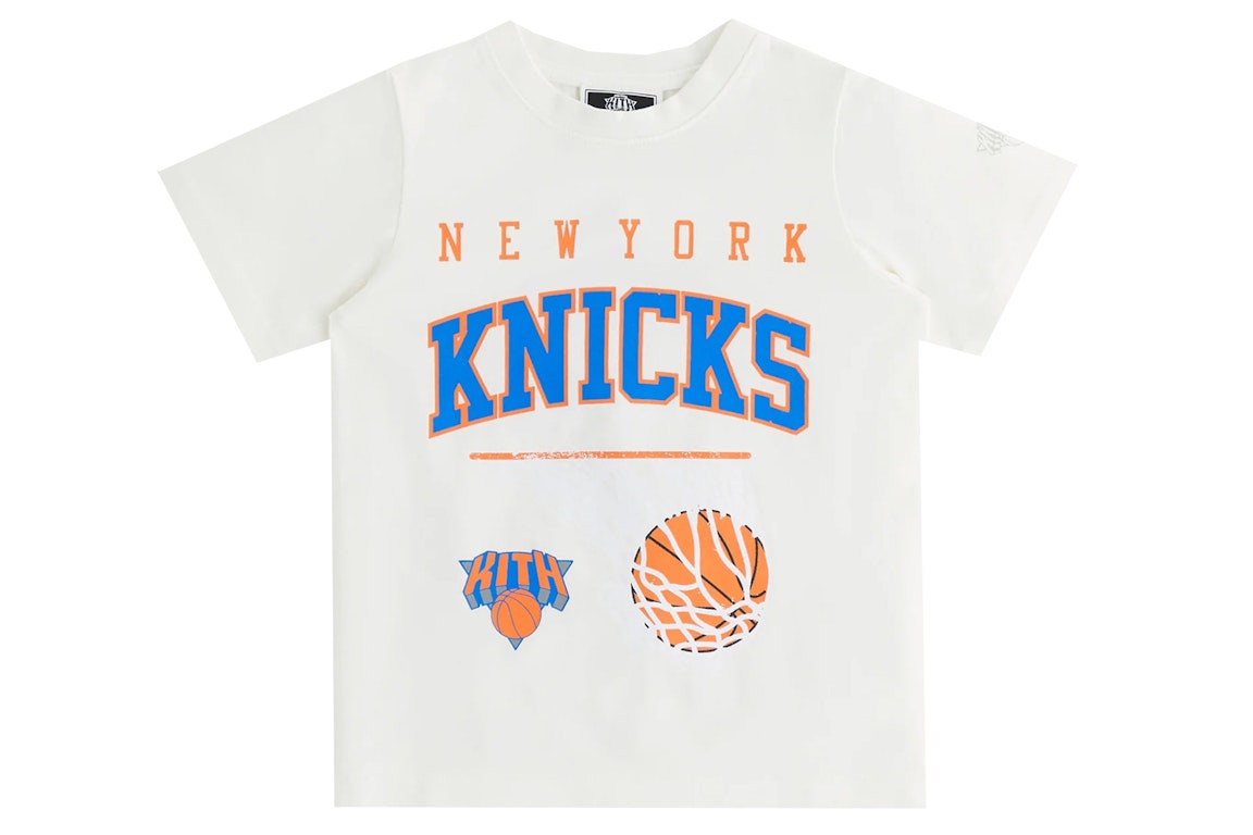 Pre-owned Kith Kids New York Knicks Basketball Vintage Tee Sandrift