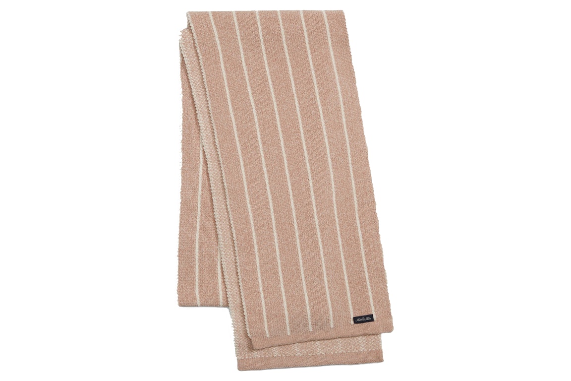 Pre-owned Kith Kin Pinstripe Chenille Scarf Oatmeal