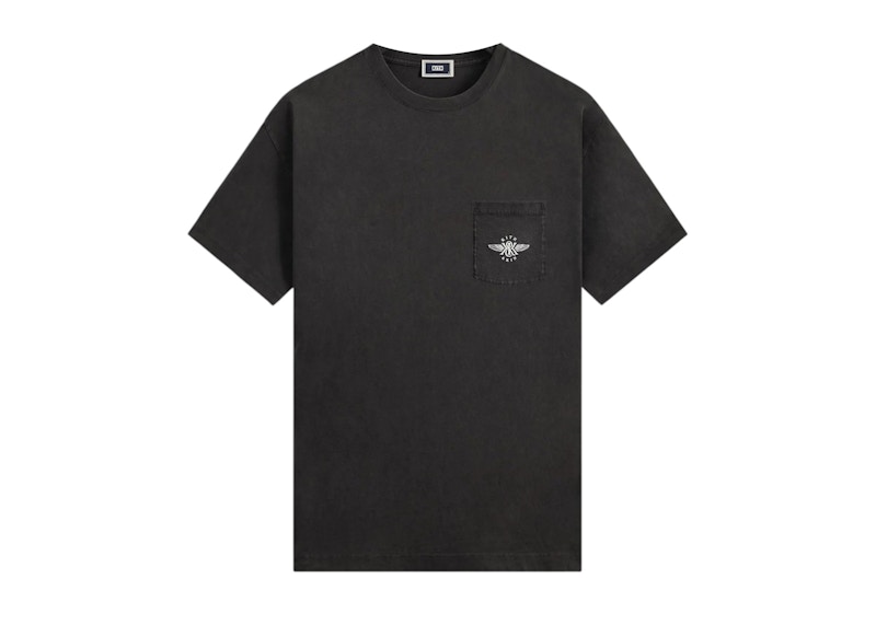 Kith & Kin Vintage-T-Shirt mit Flügellogo und Tasche, Schwarz