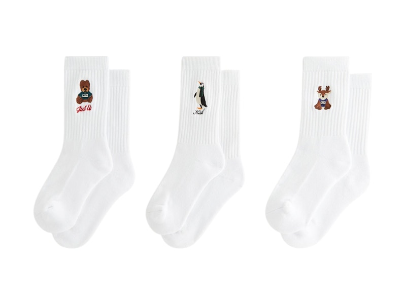 Pre-owned Kith Mas Kids 3 Pack Crew Socks In White