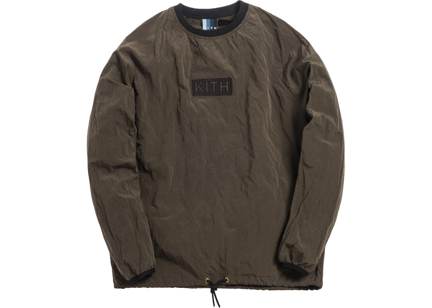 Kith L/S Crinkle Nylon Johnson Crewneck Black Olive Men's - SS19 - US Kith L/S Crinkle Nylon Johnson Crewneck Black Olive Men's - SS19 - US
