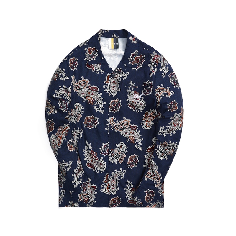 Kith L/S Thompson Printed Camp Collar Silk Cotton Shirt Nocturnal