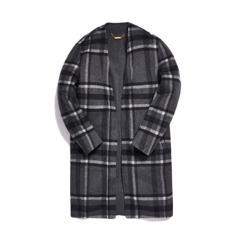 Kith Large Check Reversible Becker Wool Coat Charcoal Men's - FW19