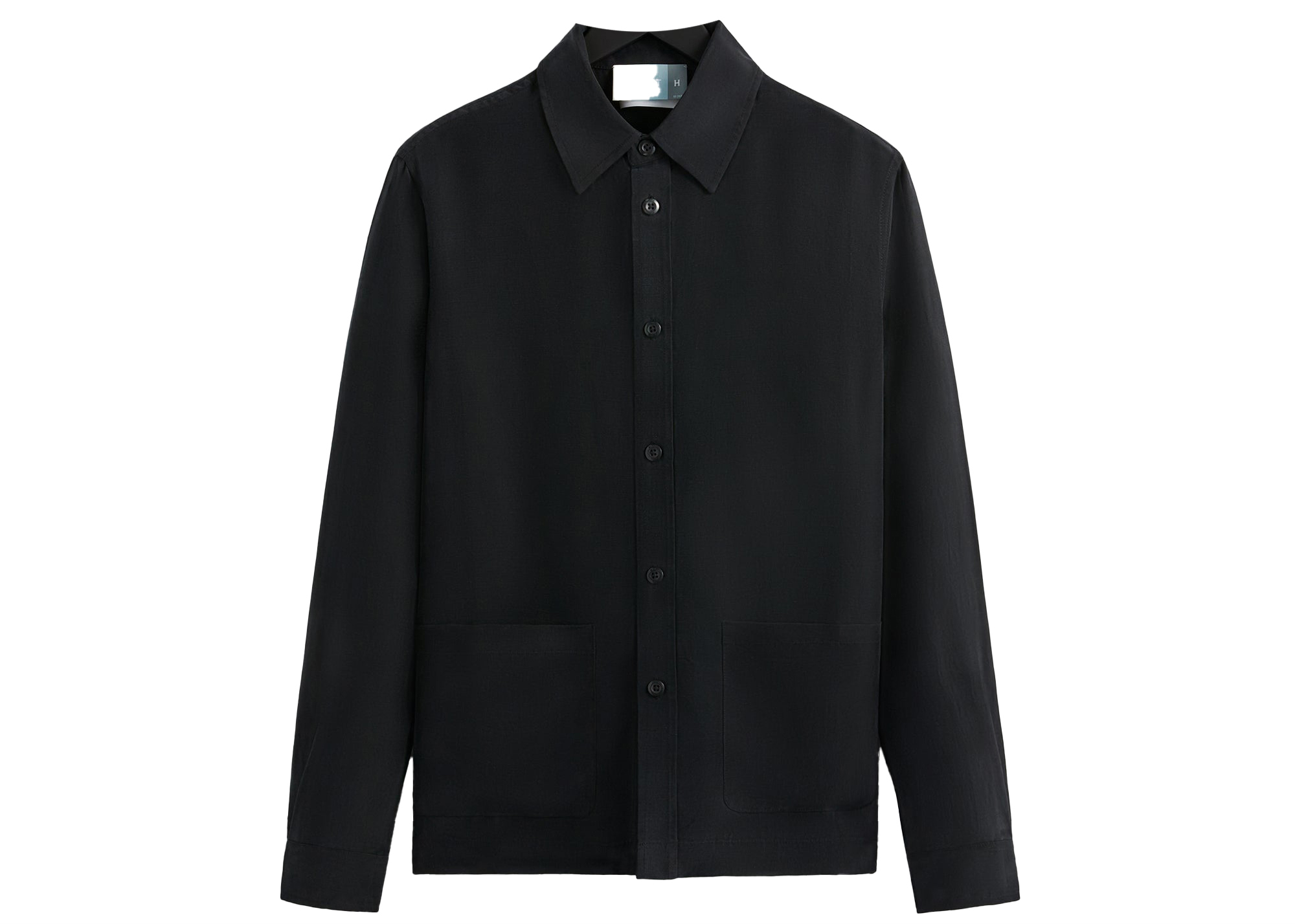 Kith Linen L/S Boxy Collared Overshirt Black Men's - SS23 - US