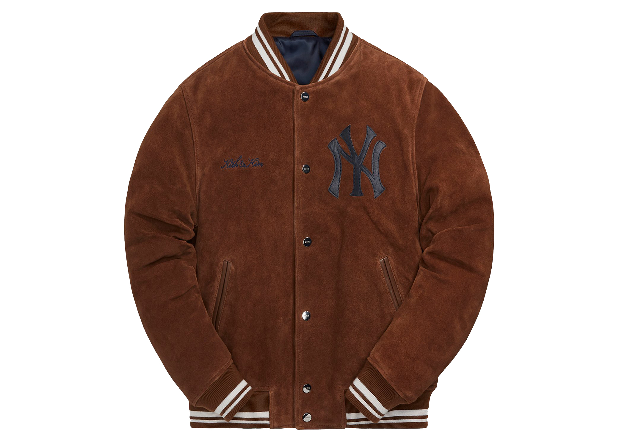 Kith MLB for New York Yankees Suede Bomber Jacket Chestnut Men's 