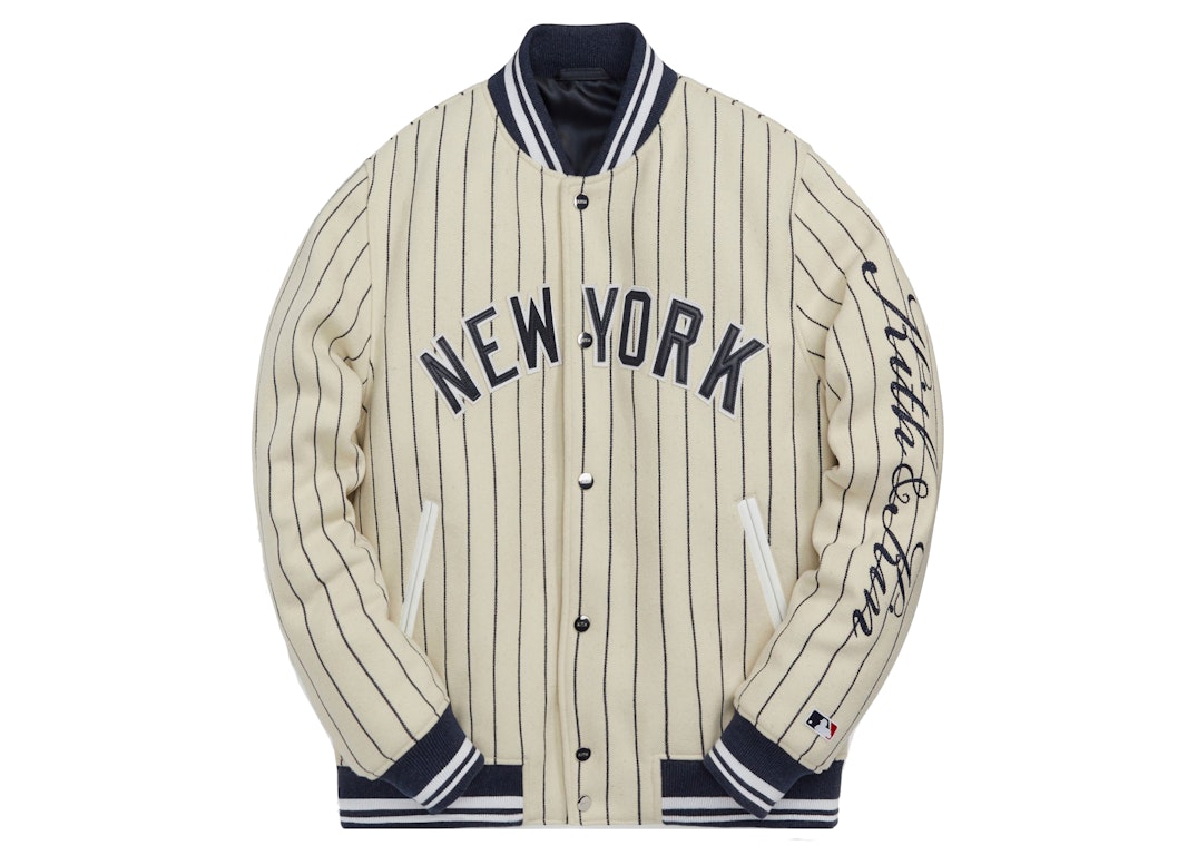 Pre-owned Kith Mlb For New York Yankees Wool Bomber Jacket White