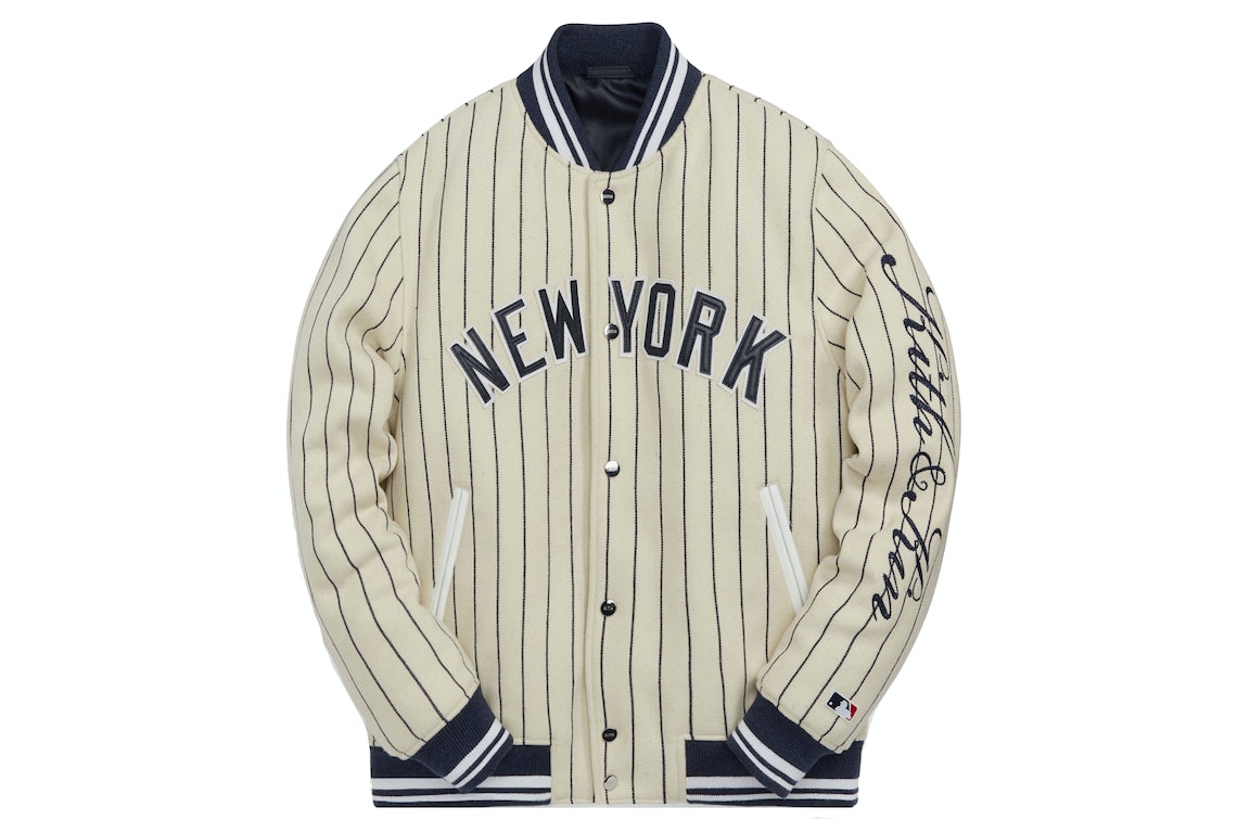 Pre-owned Kith Mlb For New York Yankees Wool Bomber Jacket White