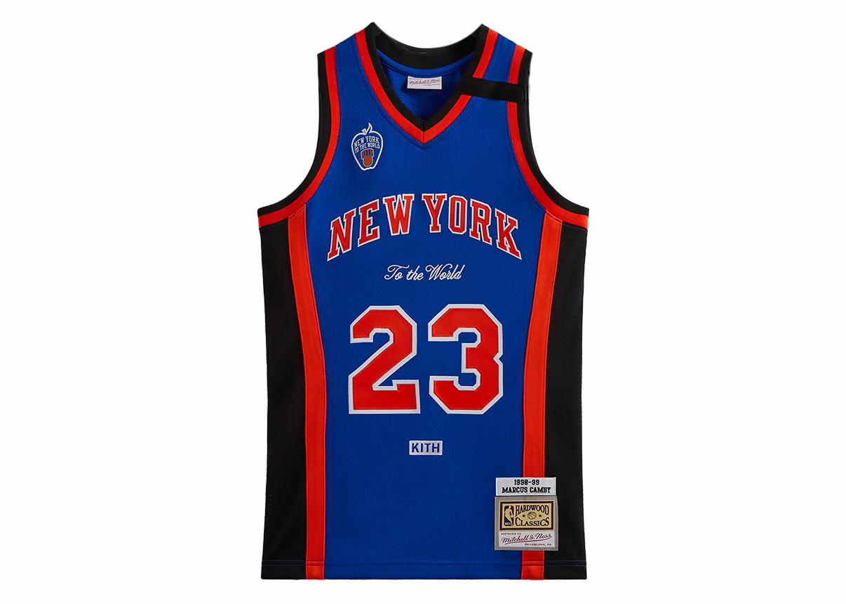 Kith Mitchell u0026 Ness New York Knicks Marcus Camby Jersey Knicks Blue/Knicks  Orange Men's - FW23 - US