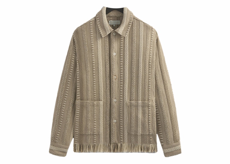 Kith Mixed Stripe Tweed Boxy Collared Overshirt Creme Men's - FW24 - US