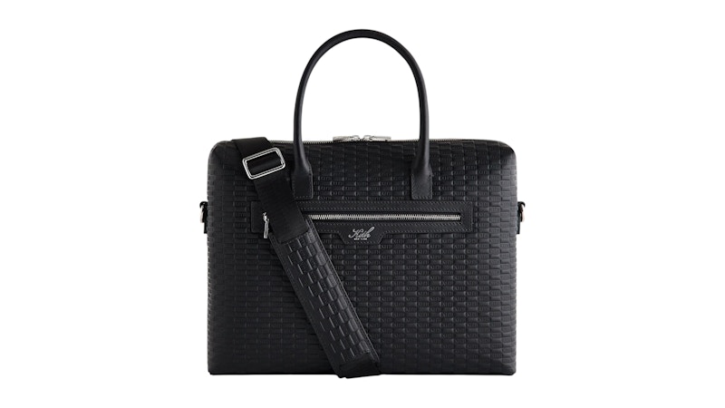 Kith Monogram Leather Messenger Briefcase Black