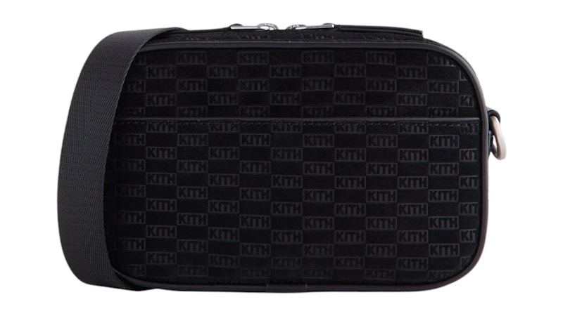 KITH ブラックレザー ケース　モノグラム　kith monogram Kith Monogram Suede Crosswalk K20 Bag Black メンズ - FW25 - JP