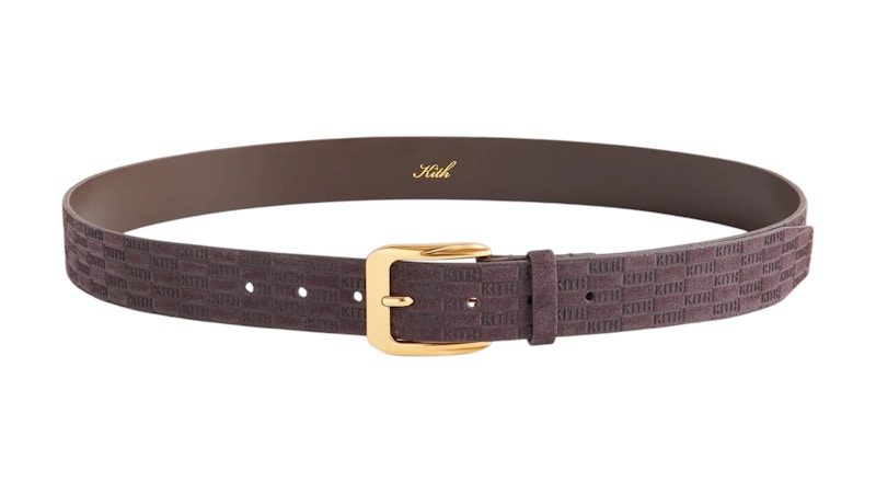 Pre-owned Kith Men's  Monogram Suede Leather Belt In Incognito